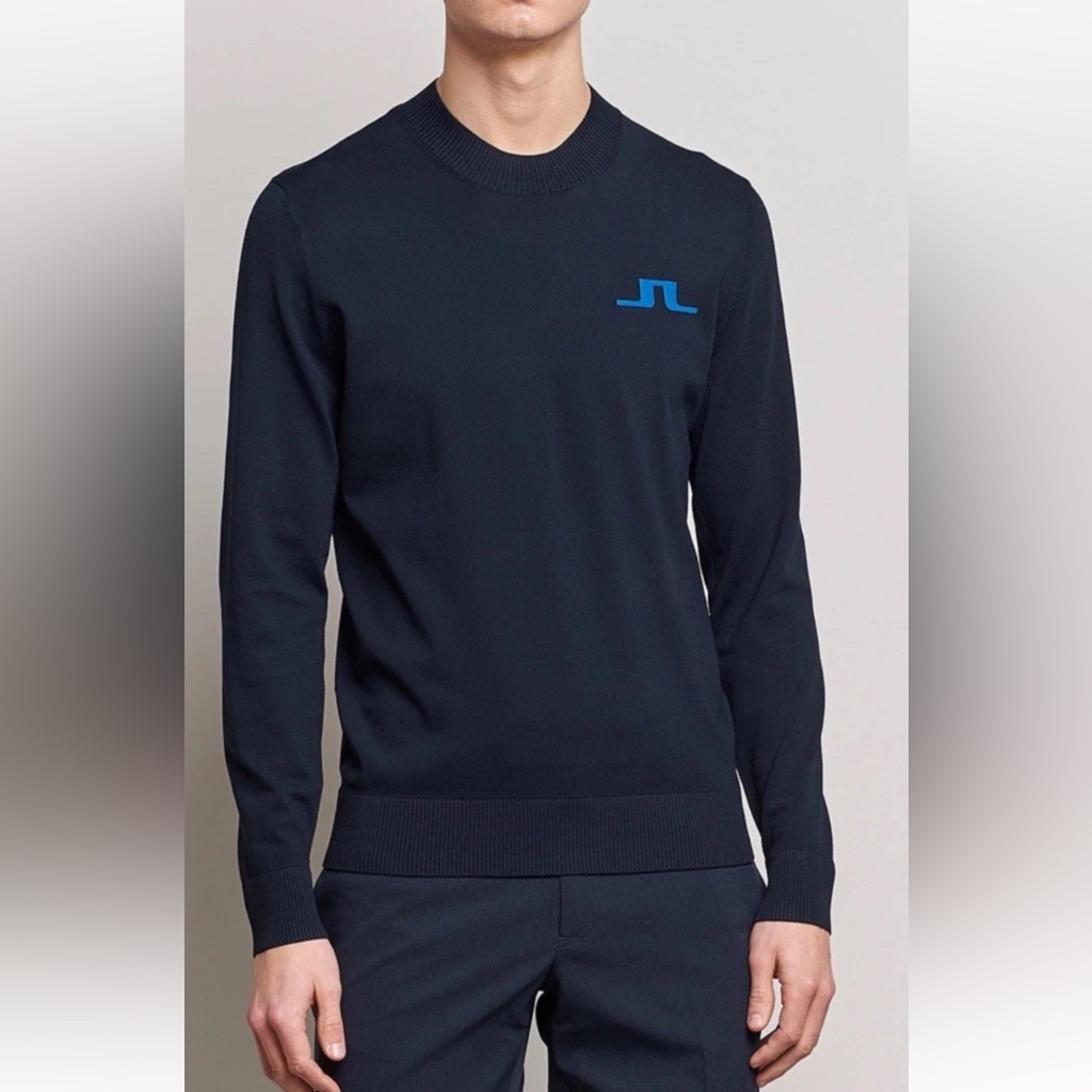 J.Lindeberg Navy Gus Knitted Wool Crewneck Sweater Mens Sz Xl
